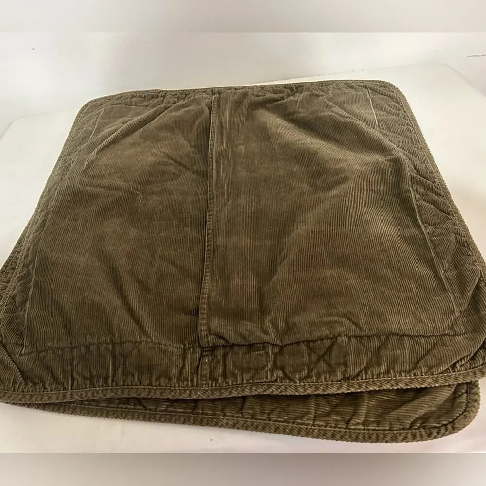 Ralph Lauren Pair quilted 2 hunting green large corduroy and nylon pillow shams.